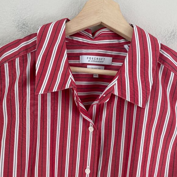 Foxcroft Appleseeds Womens Plus 18W Wrinkle Free Striped Button Up Shirt Shaped - Picture 8 of 9